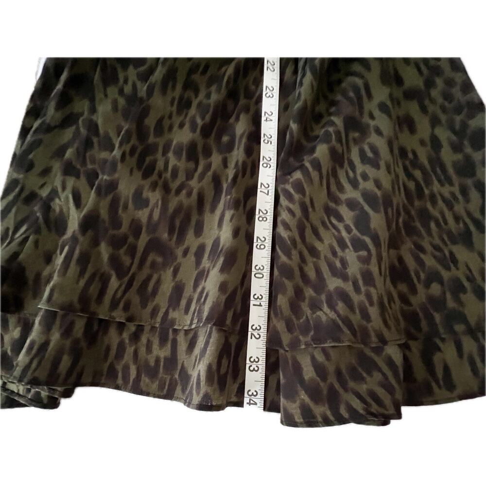 THML Green & Black Leopard Print V-neck Wrap Dress Flutter Sleeves Size Small - Picture 7 of 10